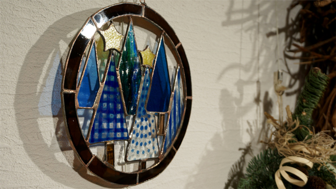 Glass & Art MOMO & Tida Flower Christmas exhibition 2015 ステンドグラス