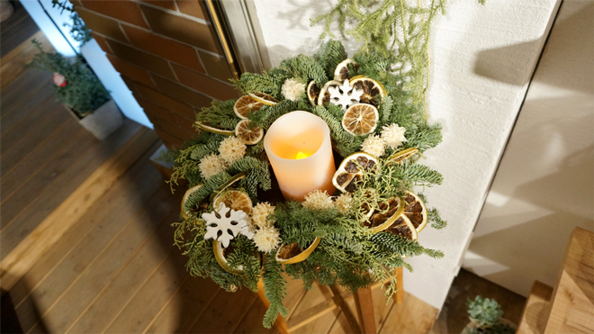 Glass & Art MOMO & Tida Flower Christmas exhibition 2015 キャンドル クリスマスリース モミリース