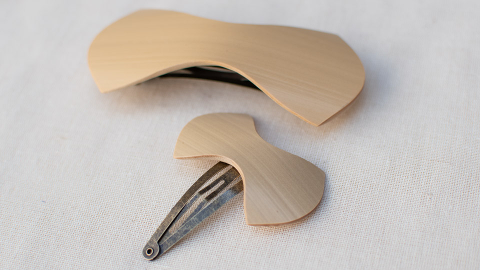 モロクロ bamboo product「竹リボン(ヘアピン、バレッタ)」