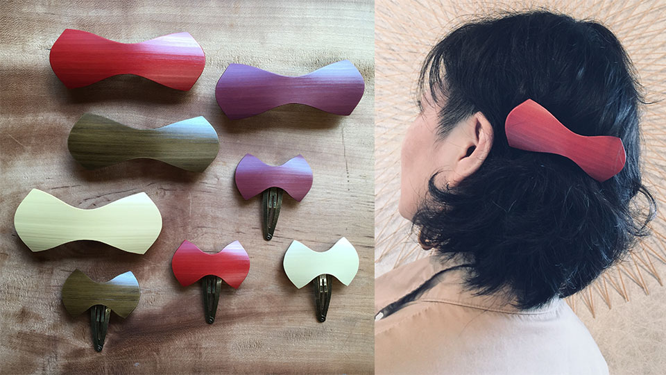 モロクロ bamboo product「竹リボン(ヘアピン、バレッタ)」