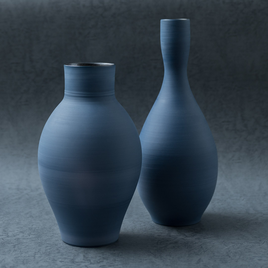 ブルーシルエットのフラワーベース 本田伸明 うつわ展 9/3-9/19, 2022【青山店】