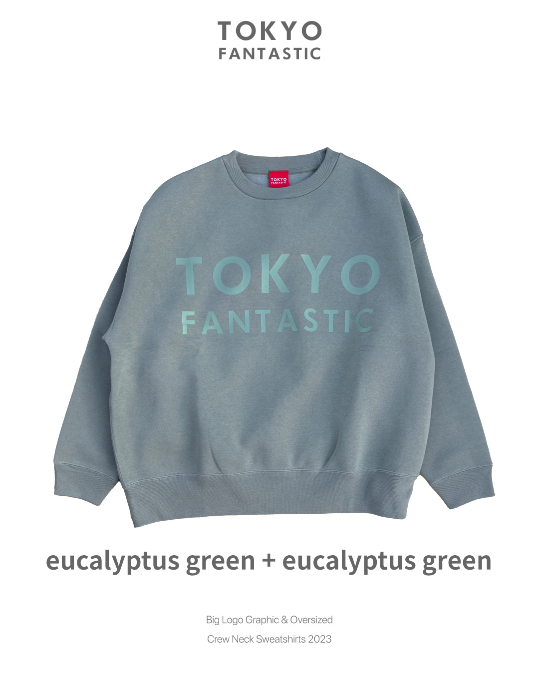 ユーカリグリーン × ユーカリグリーン(文字)・TOKYO FANTASTIC ゆるだぼスウェット(オーバーサイズ)・ビッグロゴ